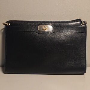 Christian Dior Leather Shoulder Bag Black